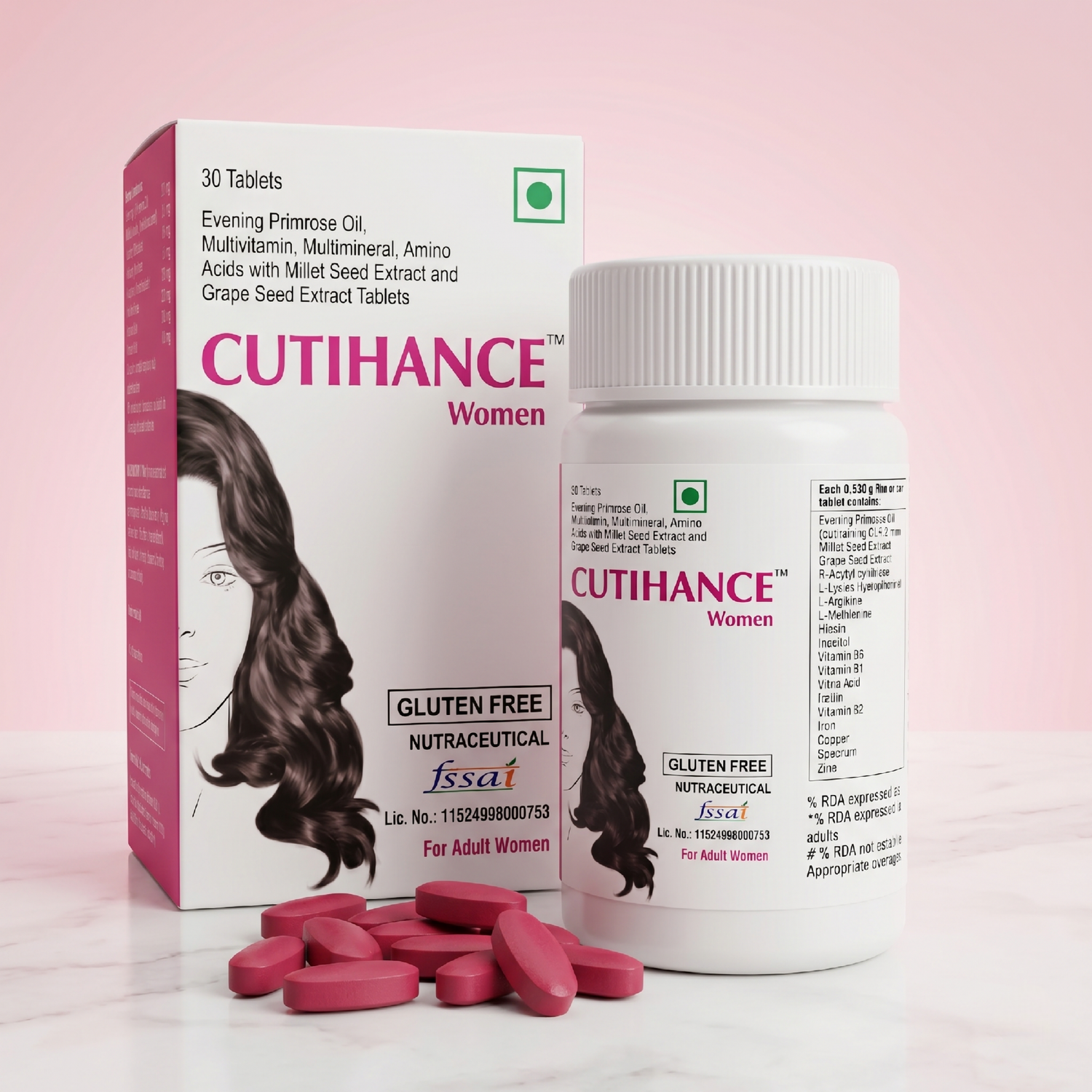 Cutihance Women | Hair & Skin Radiance Supplement with Evening Primrose Oil & Millet Seed Extract