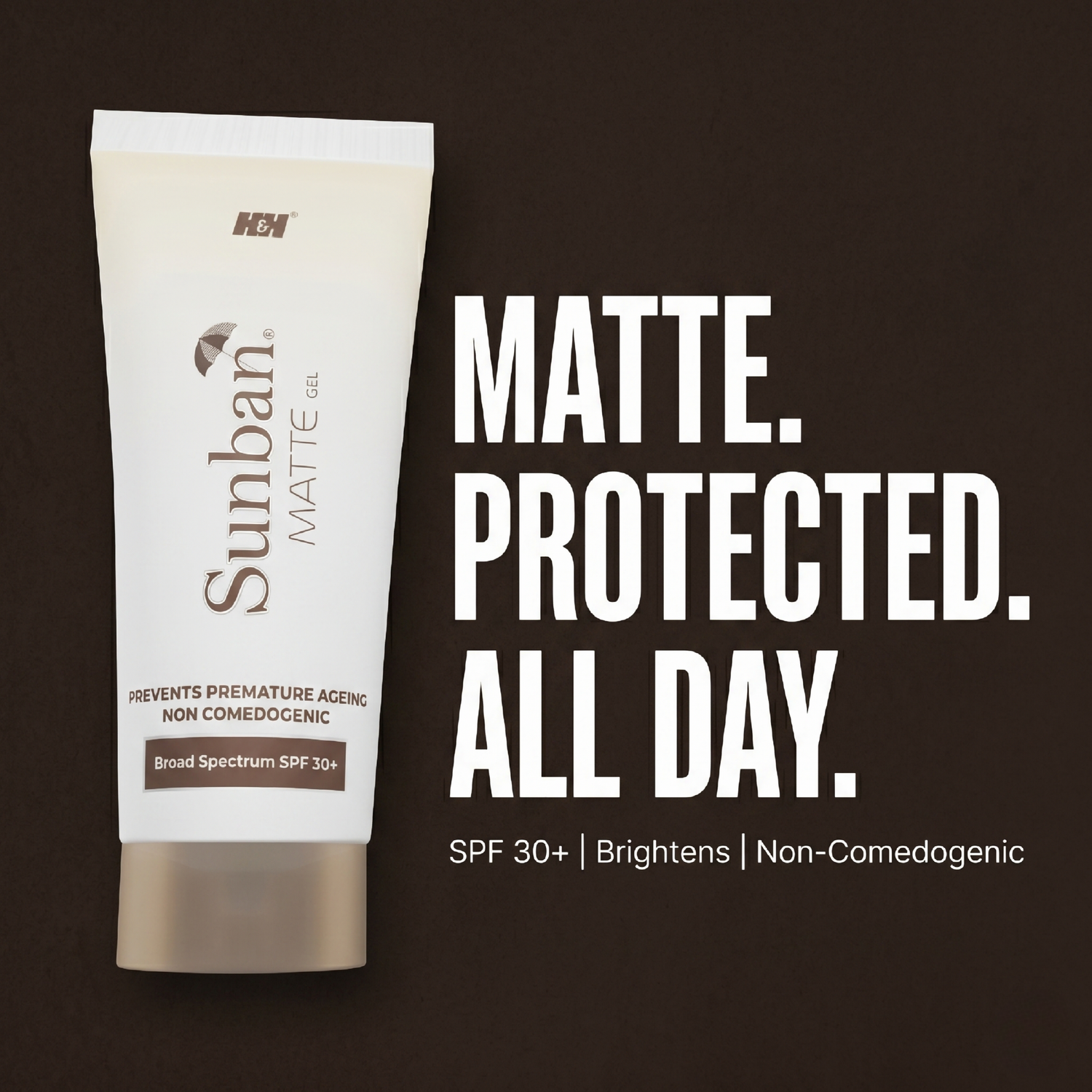 Sunban Matte Gel | SPF 50+ Water-Resistant UVA/UVB Protection Sunscreen Gel
