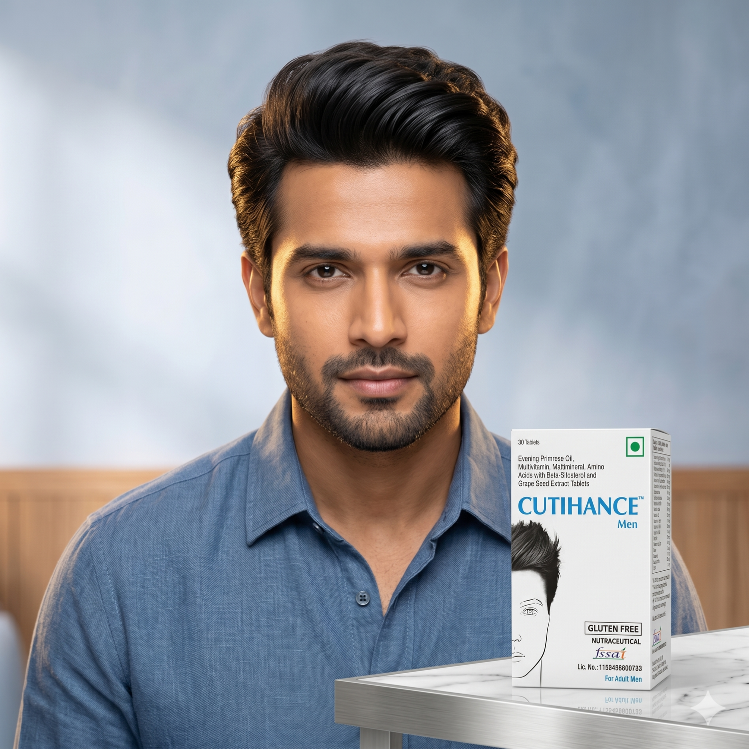 Cutihance Men | Hair & Skin Vitality Supplement with Evening Primrose Oil & Grape Seed Extract