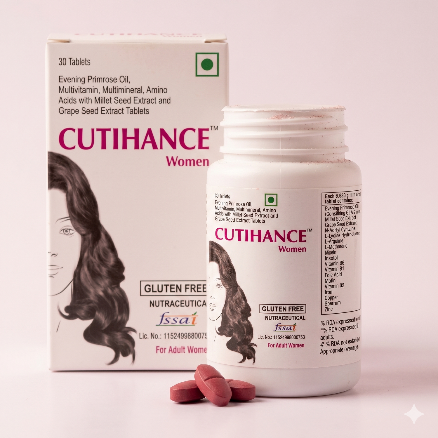 Cutihance Women | Hair & Skin Radiance Supplement with Evening Primrose Oil & Millet Seed Extract