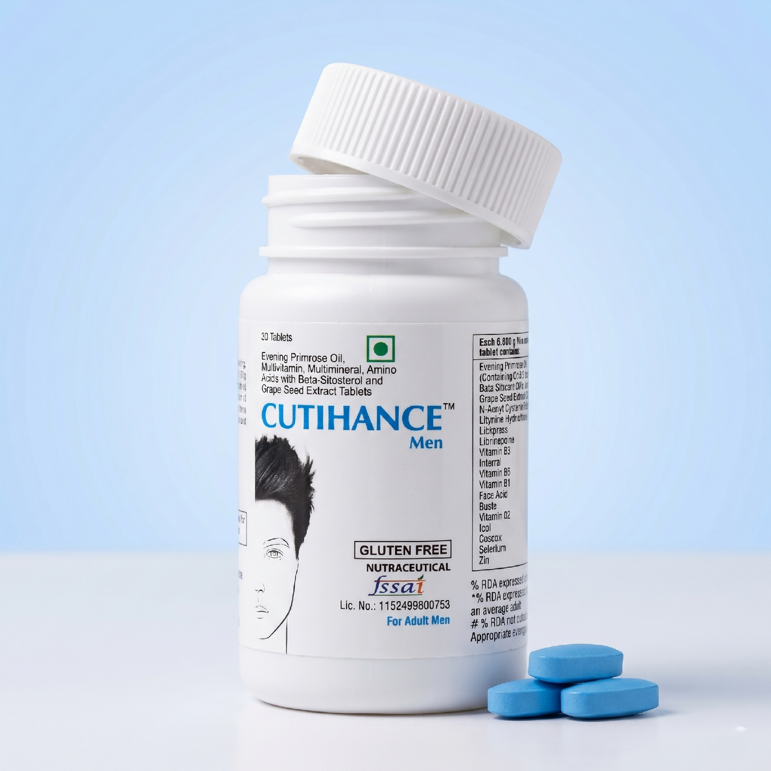 Cutihance Men | Hair & Skin Vitality Supplement with Evening Primrose Oil & Grape Seed Extract